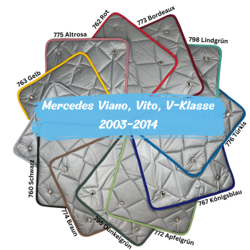 Thermomatten Premium Mercedes Viano V-Klasse ab 2003 - 2014  Komplettset - zum Konfigurieren - mit farbigem Einfassband